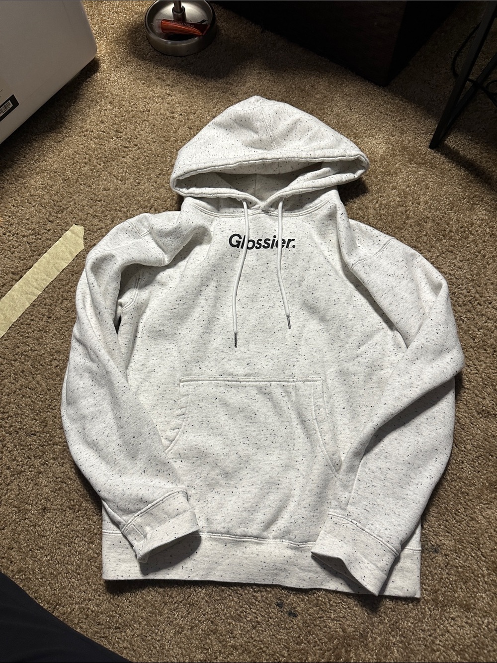 Glossier Speckled Light Gray Hoodie with Logo
